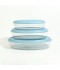 Oval Glass Tray Set with Plastic Lids - 3 Pieces - 2M1GG900065