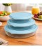 Oval Glass Tray Set with Plastic Lids - 3 Pieces - 2M1GG900065