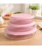 Oval Glass Tray Set with Plastic Lids - Pink - 3 Pieces - 2M1GG900068