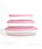 Oval Glass Tray Set with Plastic Lids - Pink - 3 Pieces - 2M1GG900068