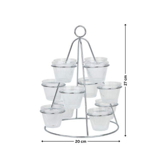 Metal Cup Holder - 12 Compartments - Silver Metal Cup Holder - 12 Compartments - Silver