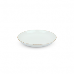 Round ceramic serving plate - white with gold edges - 20 x 20 cm