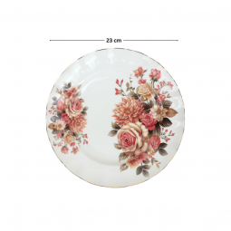 Floral Patterned Plate - Round - 23 x 23 cm