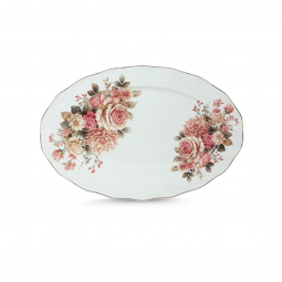 Floral Patterned Plate - Oval - 31 x 21 cm