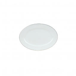 Oval Ceramic Serving Platter - White with Gold Rims - 18 x 26 cm