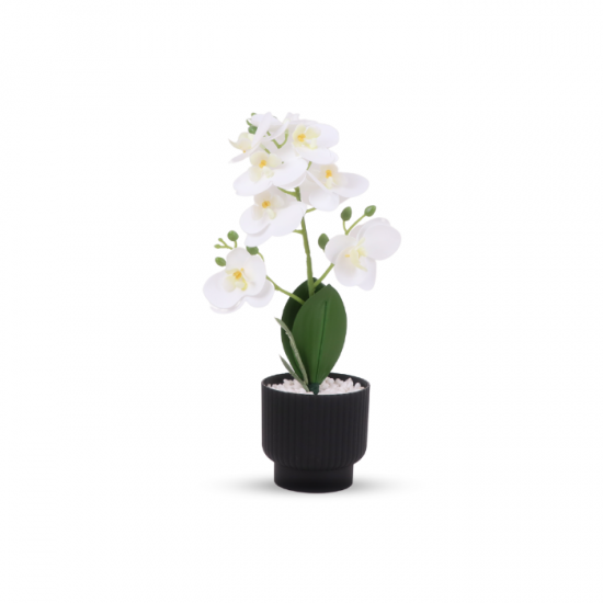 Artificial orchid flower in black container - 32 cm Artificial orchid flower in black container - 32 cm