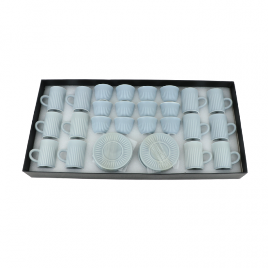 Ceramic coffee and tea cup set - gray - 36 pieces Ceramic coffee and tea cup set - gray - 36 pieces