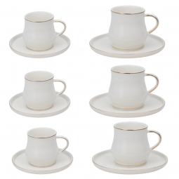 Turkish coffee and cappuccino cup set - white - 24 pieces