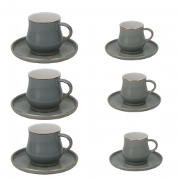 Turkish coffee and cappuccino cup set - gray - 24 pieces