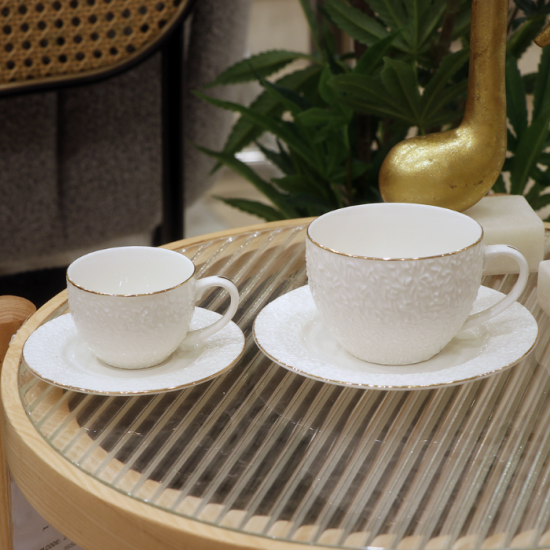 Ceramic Turkish coffee and cappuccino cup set - white - 24 pieces Ceramic Turkish coffee and cappuccino cup set - white - 24 pieces