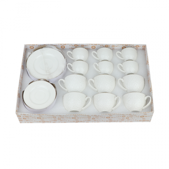 Ceramic Turkish coffee and cappuccino cup set - white - 24 pieces Ceramic Turkish coffee and cappuccino cup set - white - 24 pieces
