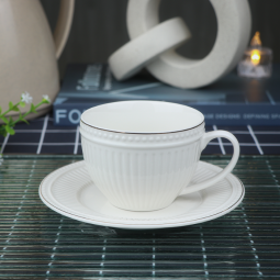 Ceramic Cappuccino Cup Set - White - 12 Pieces