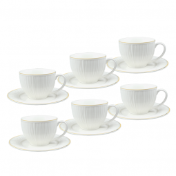 Ceramic Cappuccino Cup Set - Striped - 12 Pieces