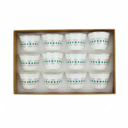 Green ceramic coffee cup set - 12 pieces - 2UU002-030