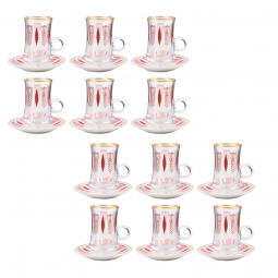 Al Badia coffee and tea cup set - transparent red - 36 pieces