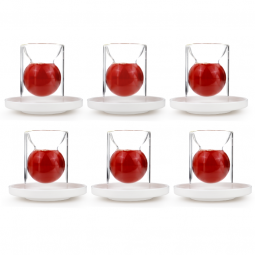 A set of glass coffee and tea cups with a distinctive design - transparent - 18 pieces