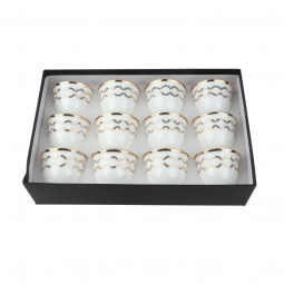 Distinctive coffee cup set - white and gold - 12 pieces