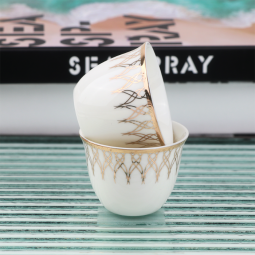 Modern Design Coffee Cup Set - White and Gold - 12 Pieces