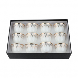 Modern Design Coffee Cup Set - White and Gold - 12 Pieces
