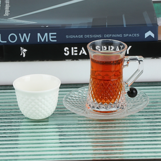 Elegant 36-Piece Coffee and Tea Cup Set - Transparent and White Elegant 36-Piece Coffee and Tea Cup Set - Transparent and White