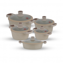  10 pieces granite cookware set with glass lid 