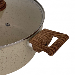 Granite pot with glass lid, 24 cm