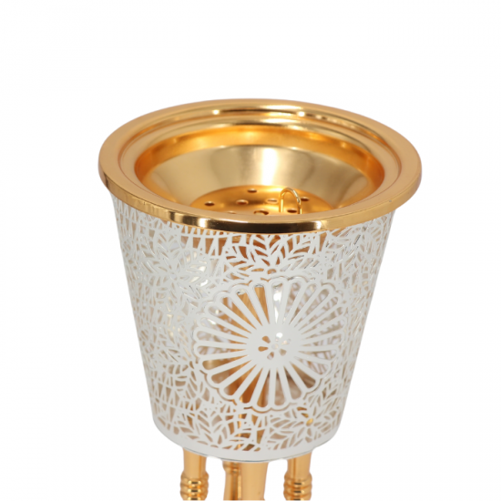 Incense burner with silver and gold steel design, 24 cm Incense burner with silver and gold steel design, 24 cm