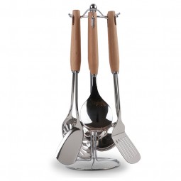 Spoon set with steel holder - 7 pieces