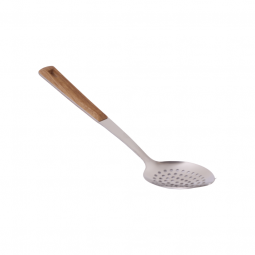 Hole scoop spoon with small wooden handle, 26.5 cm
