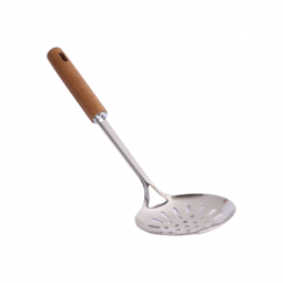 Round hole scoop spoon with wooden handle, 36 cm
