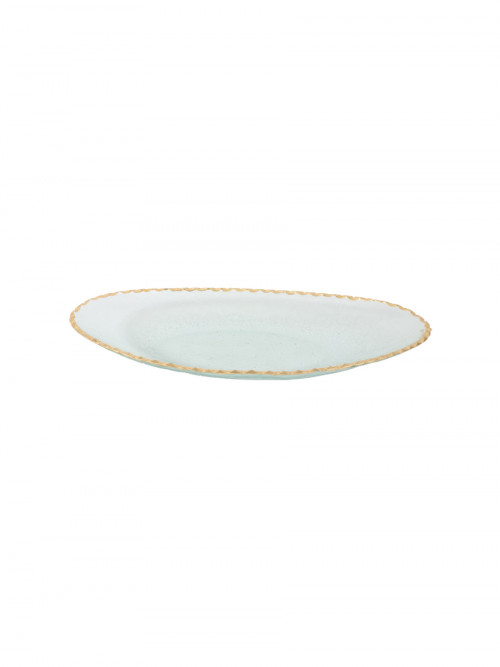 Clear glass tray with golden edges Size: 23 * 54 cm
