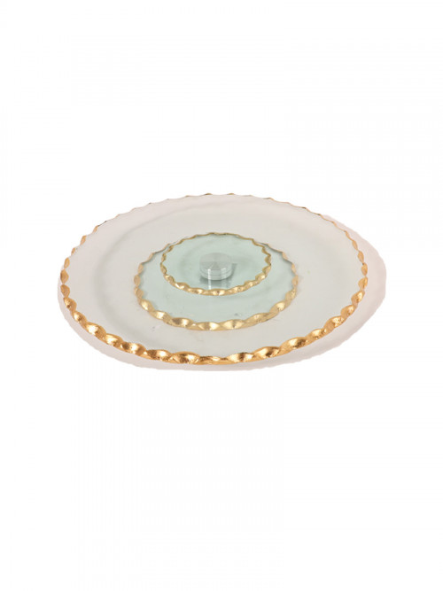 Rotating glass dish with golden edges, 27 * 27 cm