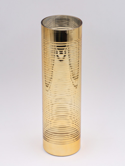 Round golden glass vase size: 35 * 10 cm