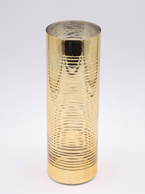 Round golden glass vase size: 30 * 10 cm