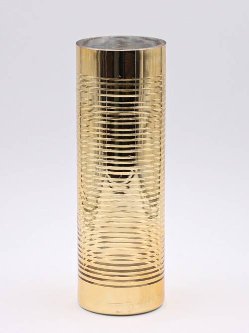Round golden glass vase size: 30 * 10 cm