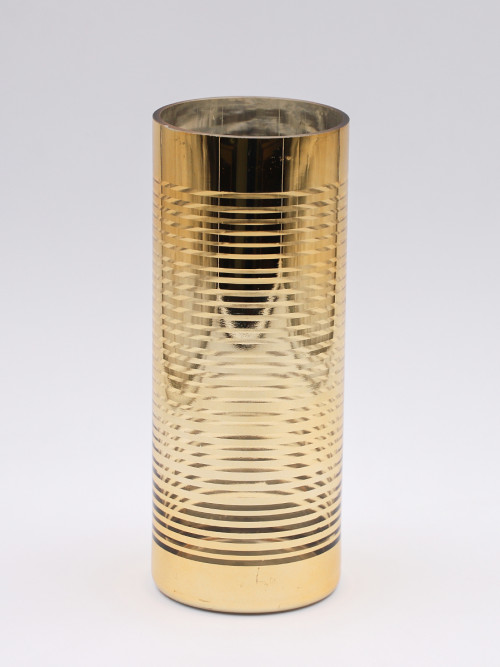 Round golden glass vase size: 25 * 10 cm