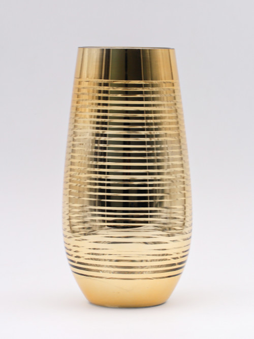 Round golden glass vase size: 27* 14 cm
