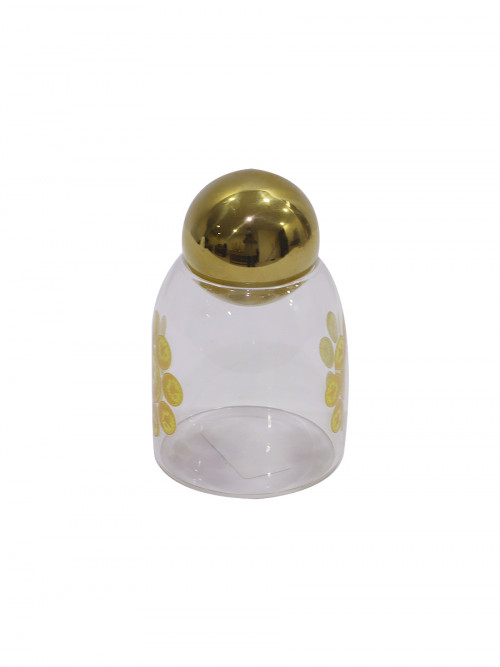 Glass bottle for storage with golden ball cap 550 ml