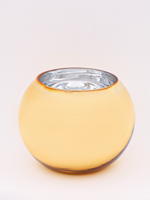 Round golden glass vase size: 14*18 cm