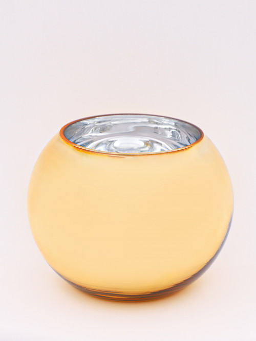 Round golden glass vase size: 15 * 20 cm