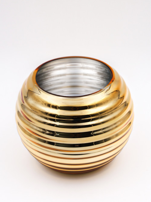 Round golden glass vase size: 14*18 cm