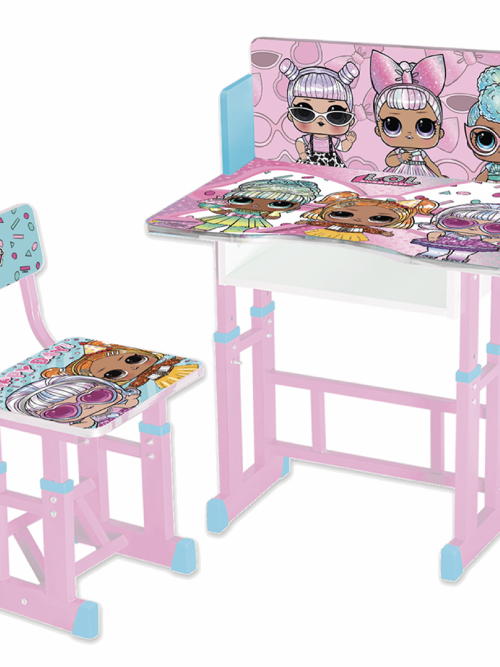 STUDY TABLE WITH OPENED DRAWER + CHAIR LOL DESIGN FOR KIDS