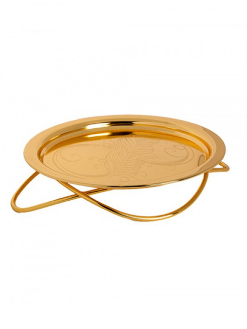 Tray Serving Tray Round Gold Color 36 cm