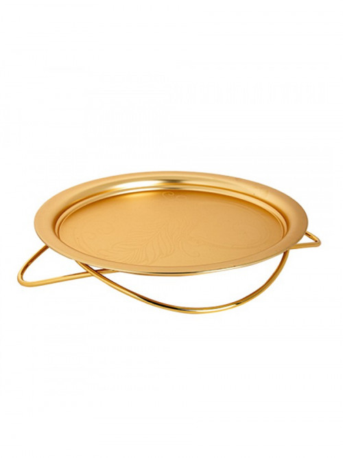 Tray Presentation of Infinity Round, matte golden color