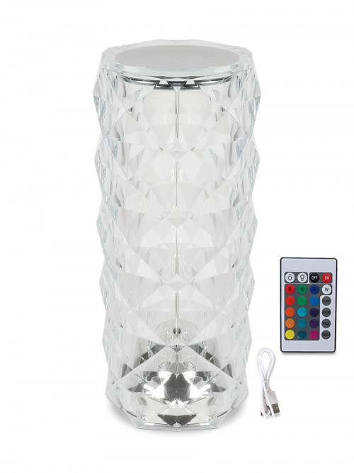 Transparent acrylic lamp with USB charging + remote control
