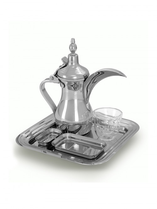 Arabic coffee serving set silver color 5 pieces