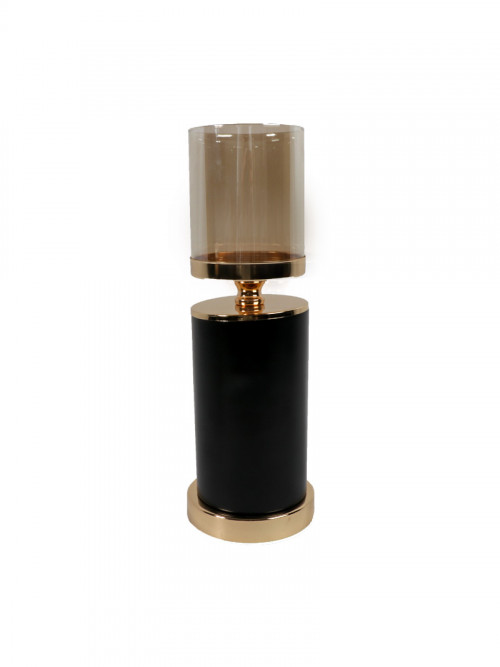 Candlestick black and gold color, round shape, size: 34 * 12 cm