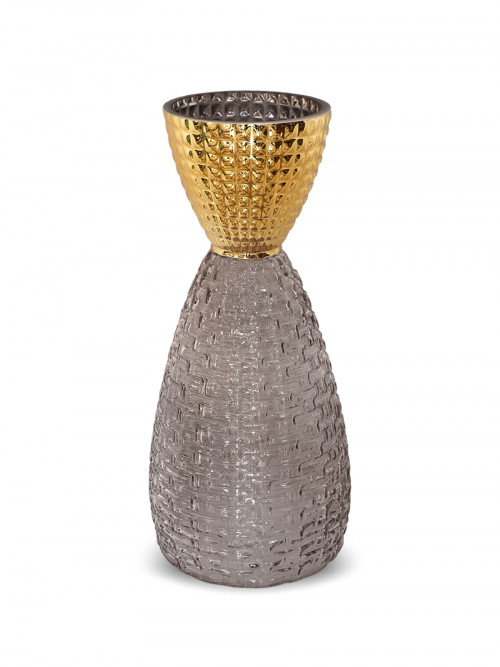 Clear/Golden Glass Vase Size: 35*15cm