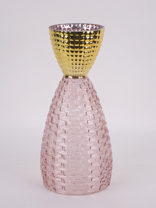 Clear / golden glass vase size 36 * 15 cm