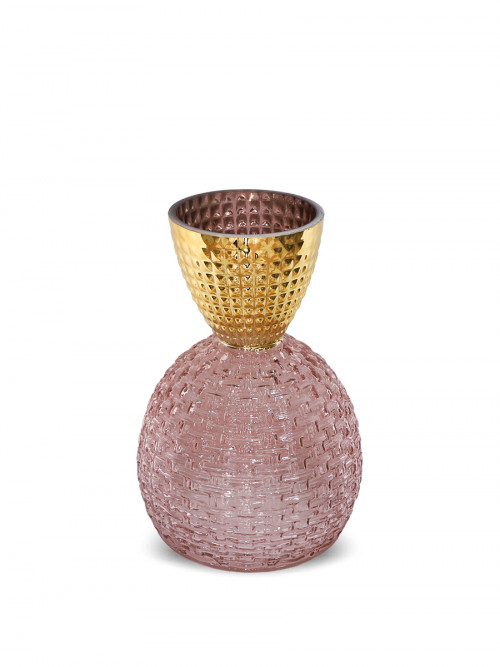 Clear / pink glass vase size 27 * 16 cm